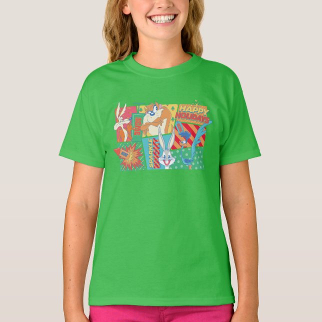 LOONEY TUNES™ | Happy Holidays Pattern T-Shirt (Vorderseite)