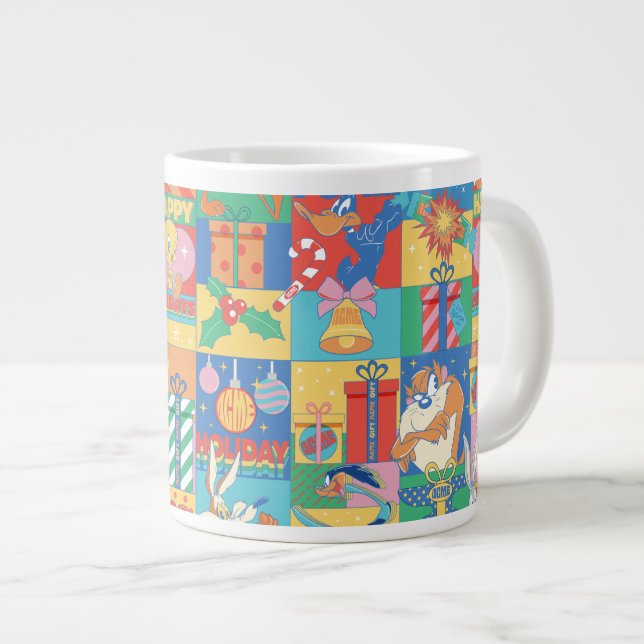 LOONEY TUNES™ | Happy Holidays Weihnachtsmuster Jumbo-Tasse (Vorderseite Rechts)
