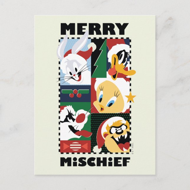 LOONEY TUNES™ Holiday Merry Mischief Feiertagspostkarte (Vorderseite)