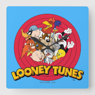 LOONEY TUNES™ Logo Quadratische Wanduhr