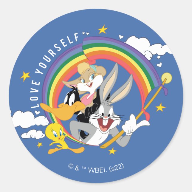LOONEY TUNES™ - Love Yourself Pride Badge Runder Aufkleber (Vorderseite)