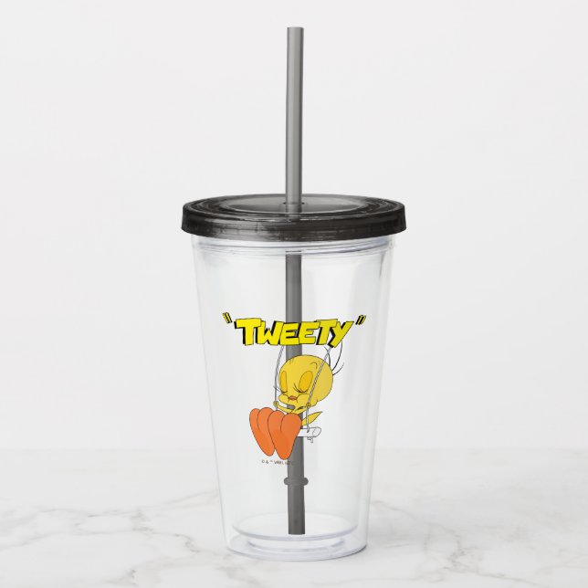 LOONEY TUNES™ Retro-Lachen| TWEETY™ Acryltrinkbecher (Vorderseite)