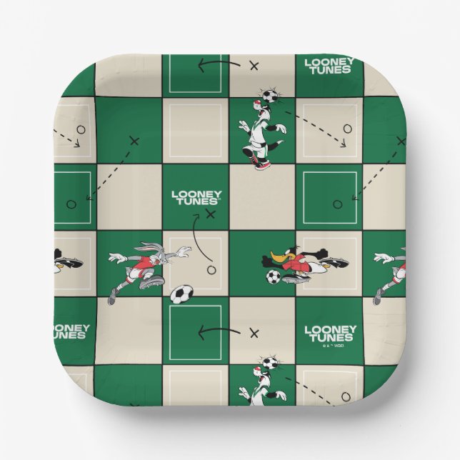 LOONEY TUNES™ Soccer Grid Pattern Pappteller (Vorderseite)