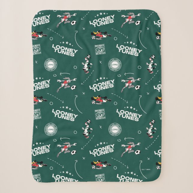 LOONEY TUNES™ Soccer Playbook Pattern Sherpadecke (Vorderseite)