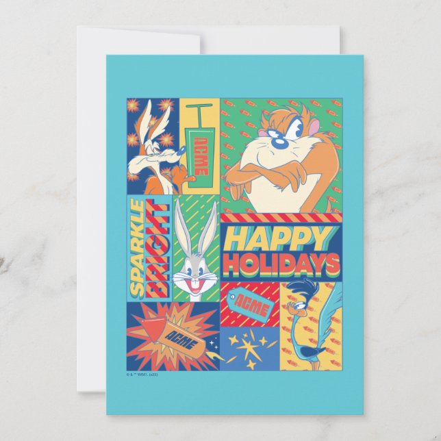 LOONEY TUNES™ | Sparkle Bright Happy Holidays Mitteilungskarte (Vorderseite)