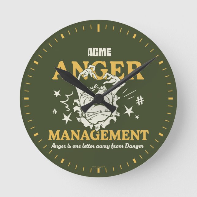LOONEY TUNES™ |TAZ™ ACME Anger Management Runde Wanduhr (Vorderseite)