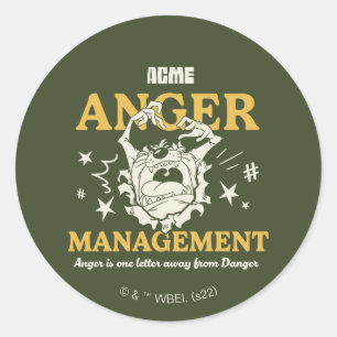 LOONEY TUNES™   TAZ™ ACME Ärger-Management Runder Aufkleber
