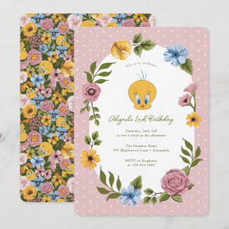 LOONEY TUNES™ | TWEETY™ Floral Birthday Einladung