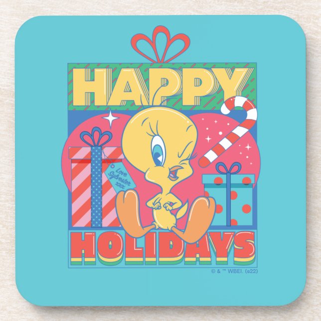 LOONEY TUNES™ | TWEETY™ Happy Holidays Getränkeuntersetzer (Vorderseite)
