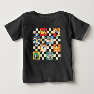 LOONEY TUNES™ Zeichen auf Schwarz/Weiß-Schachbrett Baby T-shirt