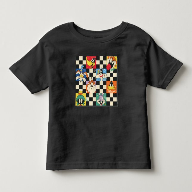 LOONEY TUNES™ Zeichen auf Schwarz/Weiß-Schachbrett Kleinkind T-shirt (Vorderseite)
