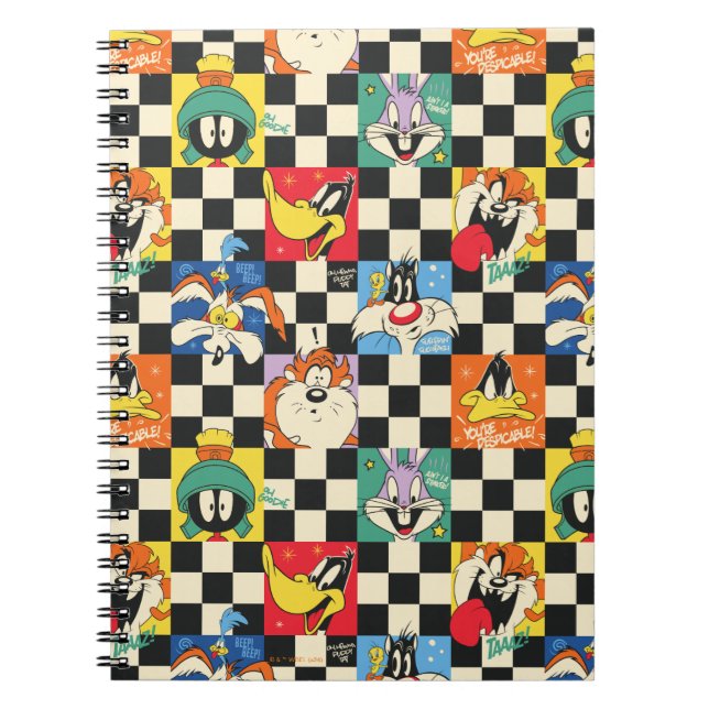 LOONEY TUNES™ Zeichen auf Schwarz/Weiß-Schachbrett Notizblock (Vorderseite)