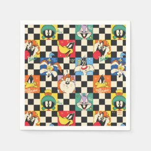 LOONEY TUNES™ Zeichen auf Schwarz/Weiß-Schachbrett Serviette