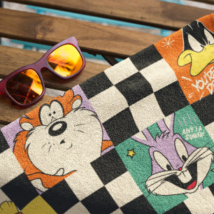LOONEY TUNES™ Zeichen auf Schwarz/Weiß-Schachbrett Strandtuch