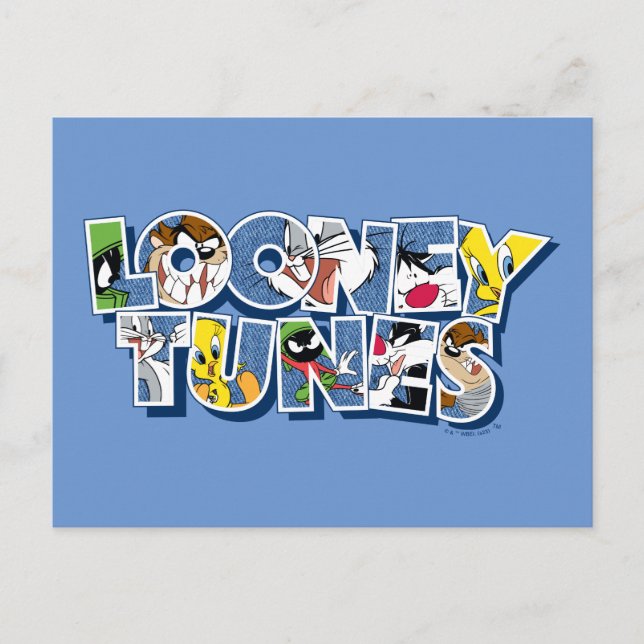 LOONEY TUNES™ Zeichen in Buchstaben Postkarte (Vorderseite)