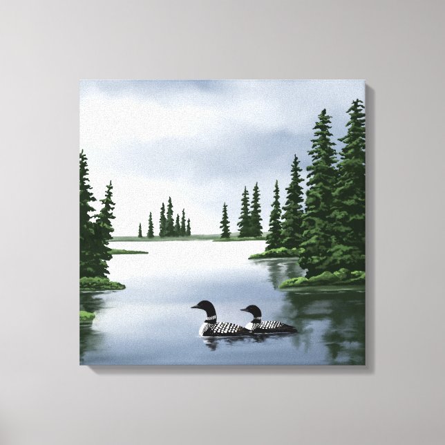 Loons auf Wasserkanvas-Prints Leinwanddruck (Vorderseite)