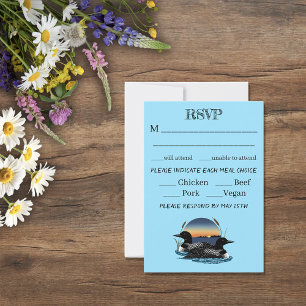 Loons Sunset Blue RSVP Karte