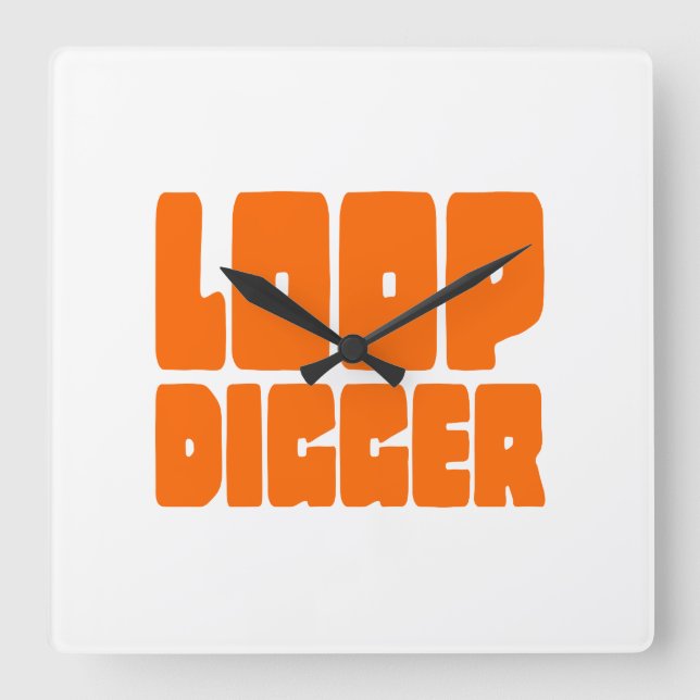 LOOP DIGGER QUADRATISCHE WANDUHR (Vorderseite)