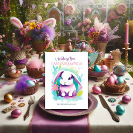 Loop Ohr Bunny Floral Wasserfarbener Ostern Feiertagspostkarte