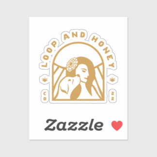 Loop und Honey stellen Logo-Aufkleber in Gelb dar Aufkleber
