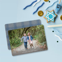 Looped Lettering Hanukkah Foto Card