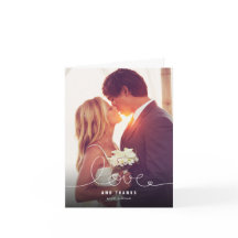 Loopy Liebe Line Heart Wedding Foto Danke Karte