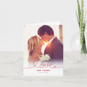 Loopy Love Red Heart Hochzeit Foto Danke Karte