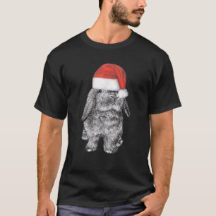 Lop Oared Bunny Rabbit in Santa Claus Christmas Ha T-Shirt