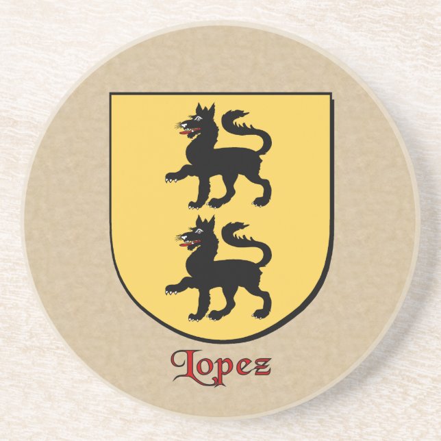 Lopez Heraldic Shield Sandstein Untersetzer (Vorne)