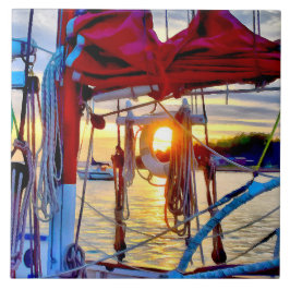 Lopez Island Segeln und Sonnenuntergang Dekorieren Fliese