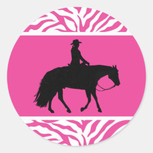 Loping Black Western Pleasure Horse Silhouette Runder Aufkleber