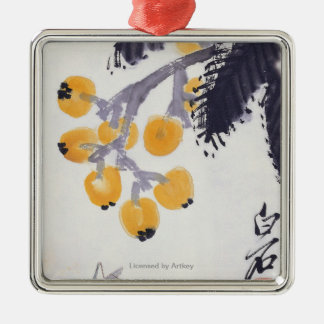 Loquats und eine Heuschrecke Silbernes Ornament