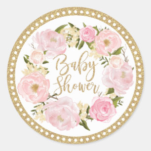 L'or rougissent autocollant floral rose de faveur