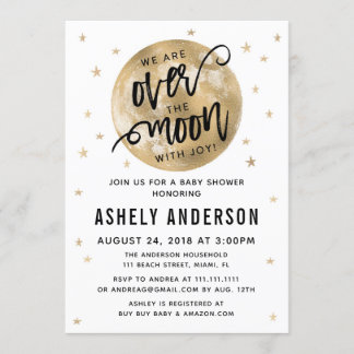 L'or sur la lune Baby shower Invitation