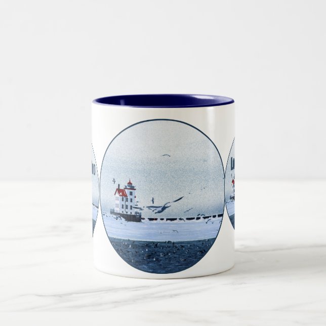 Lorain Lighthouse Zweifarbige Tasse (Mittel)