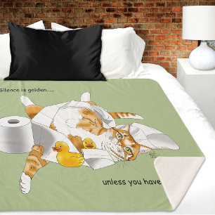 Lorange Katze lustig Toilettenpapier grün Sherpadecke