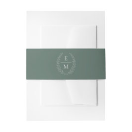 Lorbeer Boho Terrakotta Monogramm Ehering Einladungsbanderole