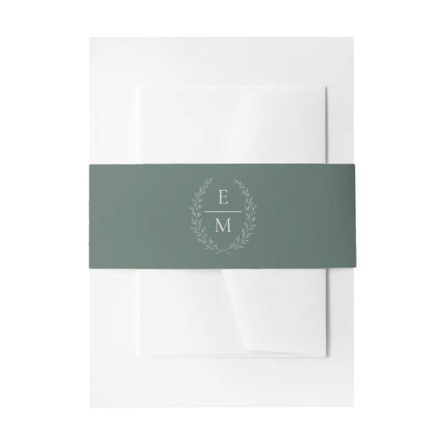 Lorbeer Boho Terrakotta Monogramm Ehering Einladungsbanderole (Vorderseite Beispiel)