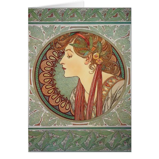 Lorbeer durch Kunst Alphonse Mucha nouveau Karte