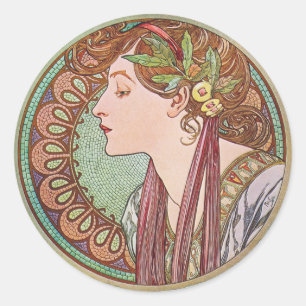 Lorbeer-Kunst Nouveau Aufkleber Alphonse Mucha
