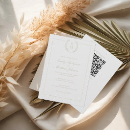 Lorbeer-Monogramm-Hochzeitseinladung mit QR-Code Einladung