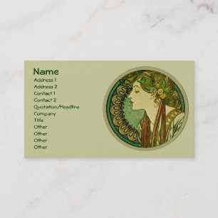 Lorbeer, Vintage Kunst Nouveau Alphonse Mucha Visitenkarte