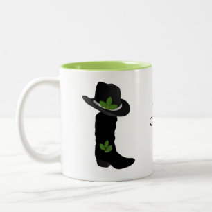 Lorbeerblatt, Cowgirl Schwarzer Hut & Stiefel Zweifarbige Tasse
