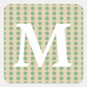 Lorbeerblatt Gewürzstimmungen Punkte mit Monogramm Quadratischer Aufkleber