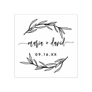 Lorbeerblatt-Paar Save The Date Gummistempel