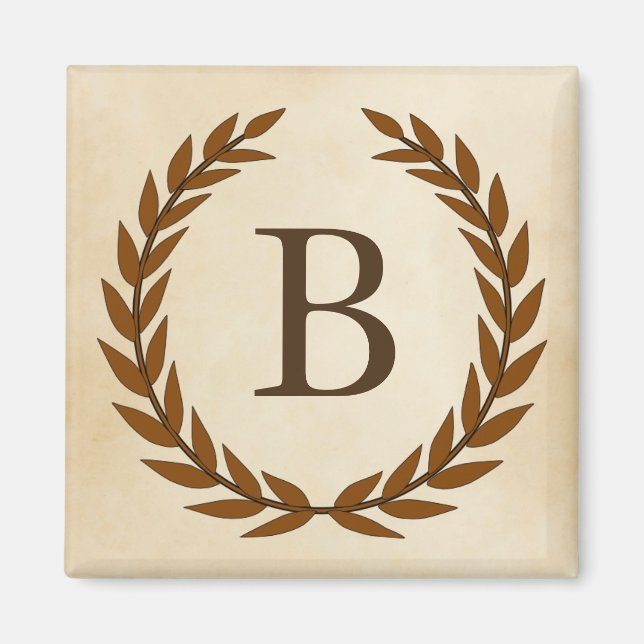 Lorbeerkranz auf Pergament-Monogramm Initial B Magnet (Vorne)