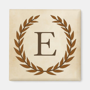Lorbeerkranz auf Pergament-Monogramm Initial E Magnet