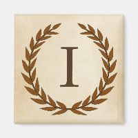 Lorbeerkranz auf Pergament-Monogramm Initial I