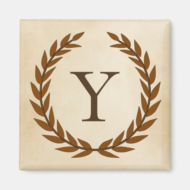 Lorbeerkranz auf Pergament-Monogramm Initial Y Magnet (Vorne)