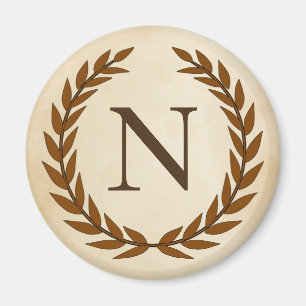 Lorbeerkranz auf Pergament-Monogramm-Initiale N Magnet